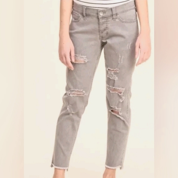 Hollister Boyfriend distressed jeans Grey Wash size 9 - Picture 2 of 10